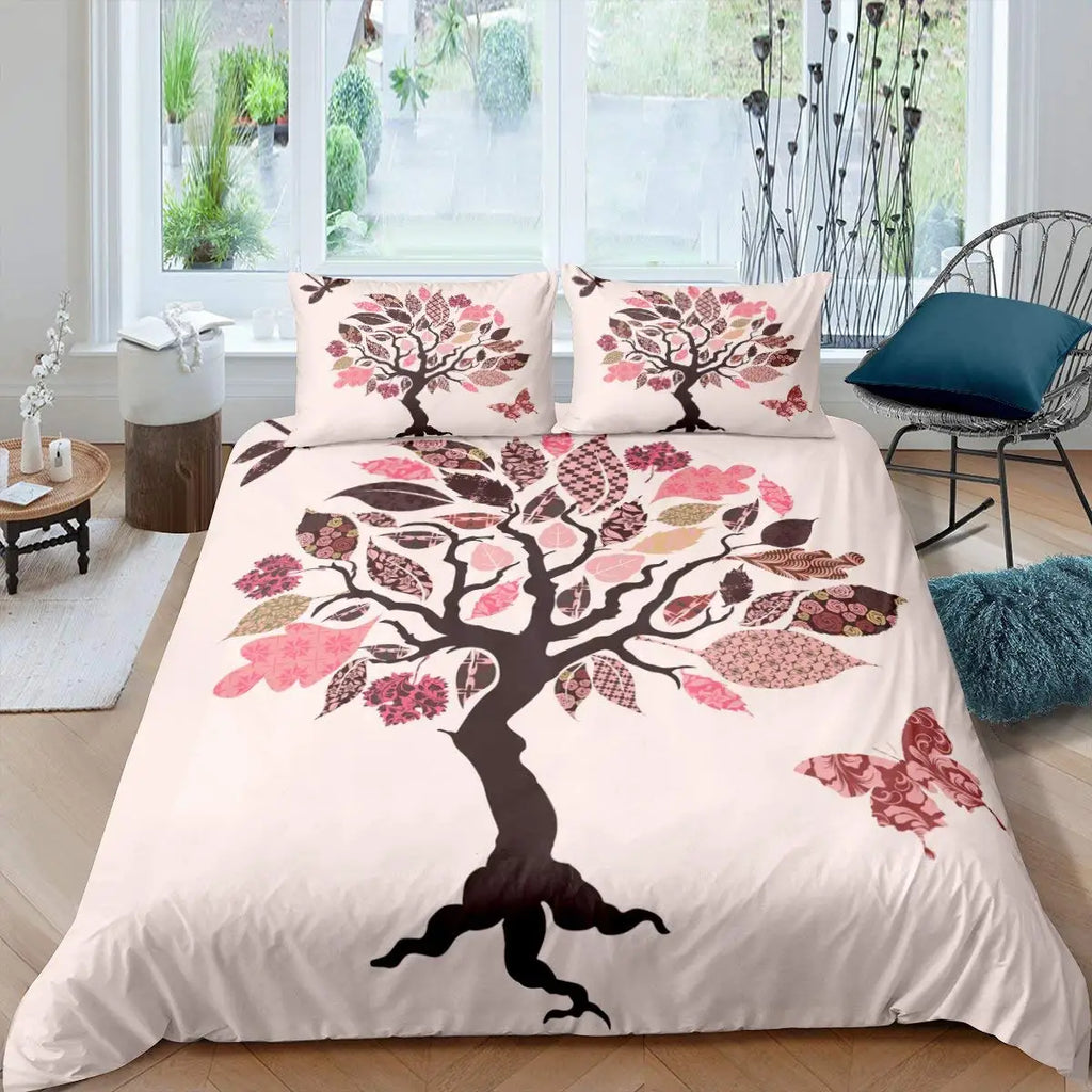 Sun and Moon Duvet Cover Black and White Bedding Soft Tree of Life All Galaxy Stars Mandala Tribal Quilt Cover Decor for Women