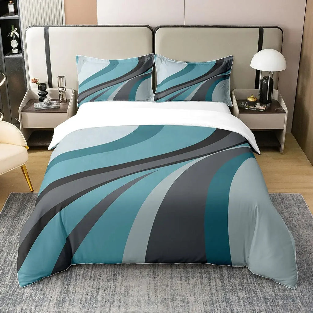 Geometric Circles Duvet Cover Red and Black Quilt Set Suitable for Children Kids Boys Girls Teenagers Abstract Art Bedding Set