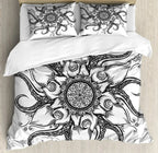 South Mandala Floral Duvet Cover Set,Vibrant Color Ornamental Illustration Bedding Set Bohemian Mandala Lotus Design Quilt Cover