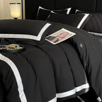 2025 Luxury Hotel Bedding Sets Thick Brushed Bed Sheets White Duvet Cover Set Pillowcase Four Piece Fully Enclosed for Home Gift