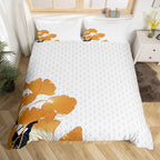 Ginkgo Leaf Duvet Cover Queen Natural Botanical Bedding Set Plants Rustic Farmhouse Comforter Cover Abstract Leaves Quilt Cover