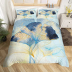 Ginkgo Leaf Duvet Cover Queen Natural Botanical Bedding Set Plants Rustic Farmhouse Comforter Cover Abstract Leaves Quilt Cover