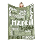 Personalized Name Flannel Throw Blankets For Girls Boys Birthday Gift