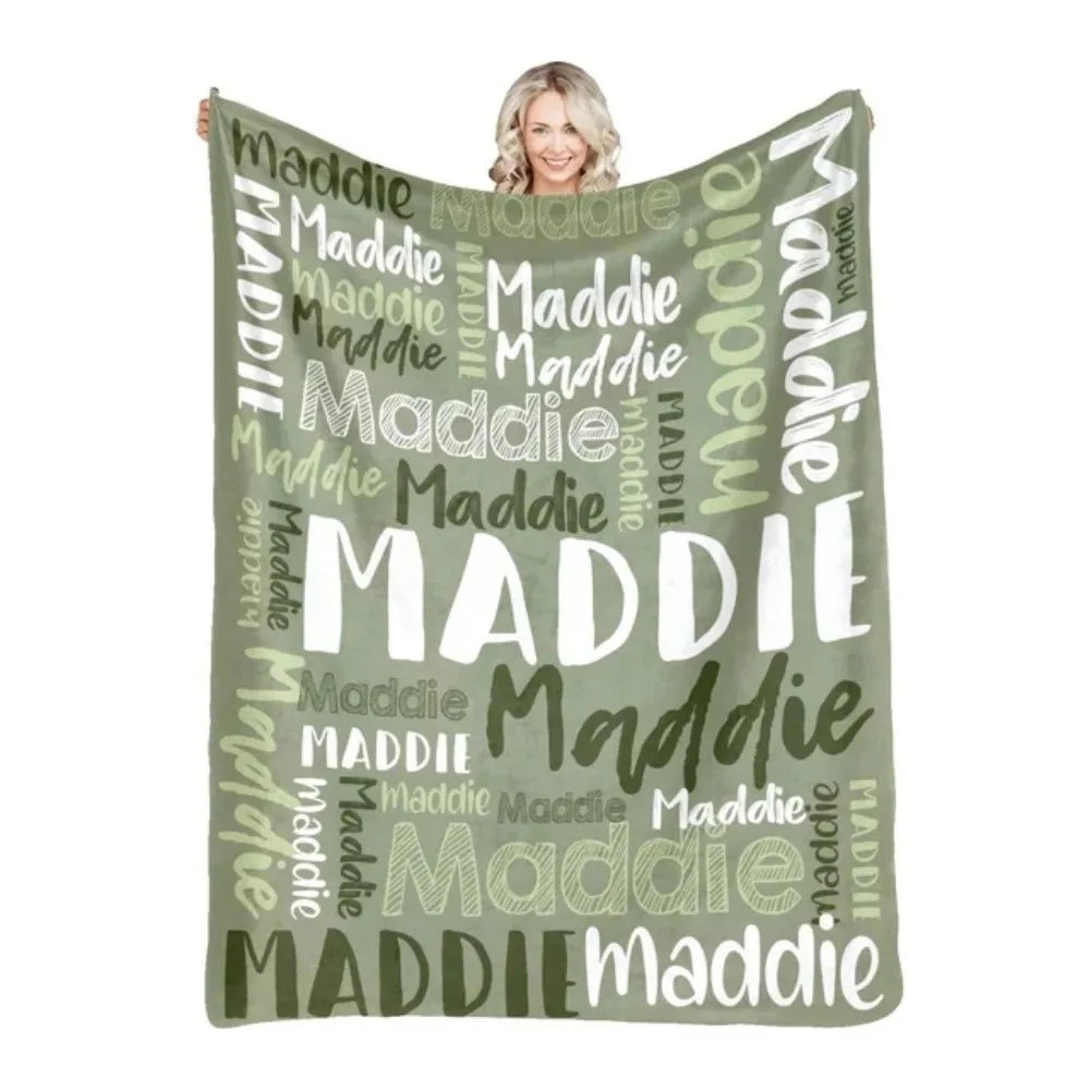 Personalized Name Flannel Throw Blankets For Girls Boys Birthday Gift