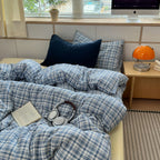 Ins Nordic Bedding Set Simple Style Striped Duvet Cover Set Soft Flat Sheet Single Twin Size Double Bed Sheet Set For Bedroom