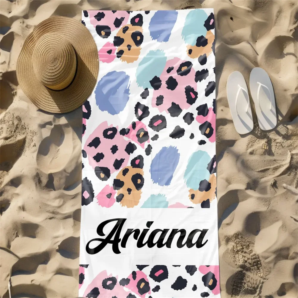 Customized Name Beach Towel 2024 New Bath Towels Stripe Printed Polyester Microfiber Towel Bath Towel Hot Sale Towel for Gift
