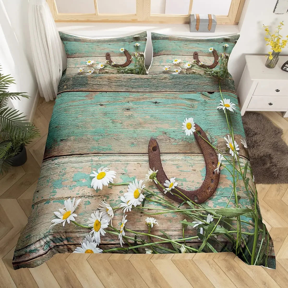 Rustic Farmhouse Horseshoe Duvet Cover Set