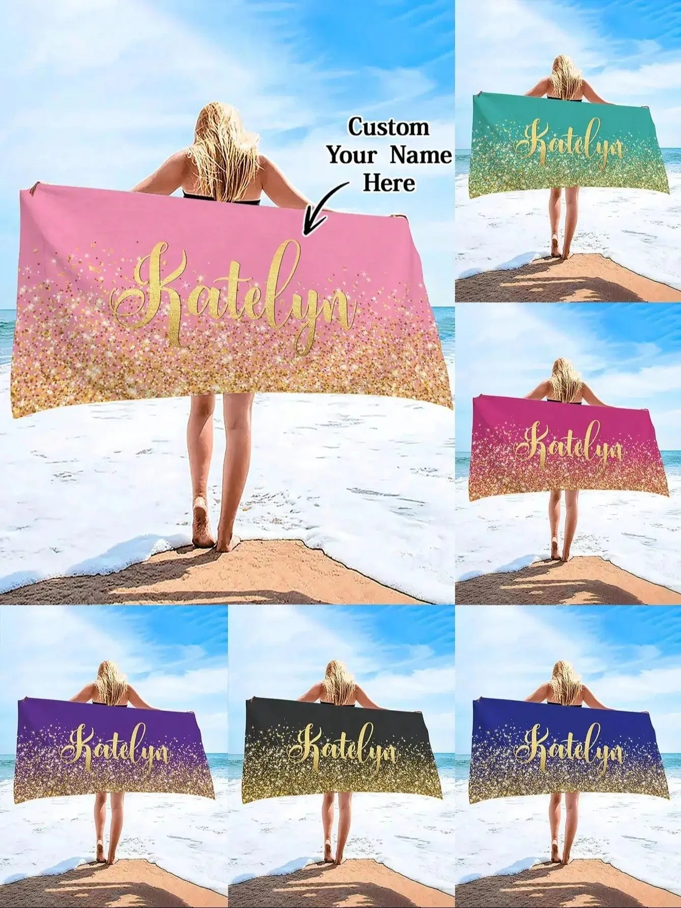 Custom Bath Beach Towel Funny Photo Name Color Customization Microfiber Outdoor Swimming Gifts Hotel Logo Bulk Orders Wholesale