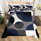 Geometric Circles Duvet Cover Red and Black Quilt Set Suitable for Children Kids Boys Girls Teenagers Abstract Art Bedding Set