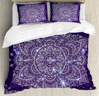 South Mandala Floral Duvet Cover Set,Vibrant Color Ornamental Illustration Bedding Set Bohemian Mandala Lotus Design Quilt Cover