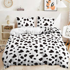 Cow Print Duvet Cover Twin Size, 3 Pieces Cow Bedding Set with 2 Pillowcases, Black and White Comforter Cover Bedroom Decor