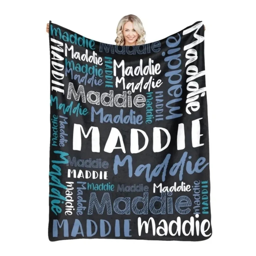Personalized Name Flannel Throw Blankets For Girls Boys Birthday Gift