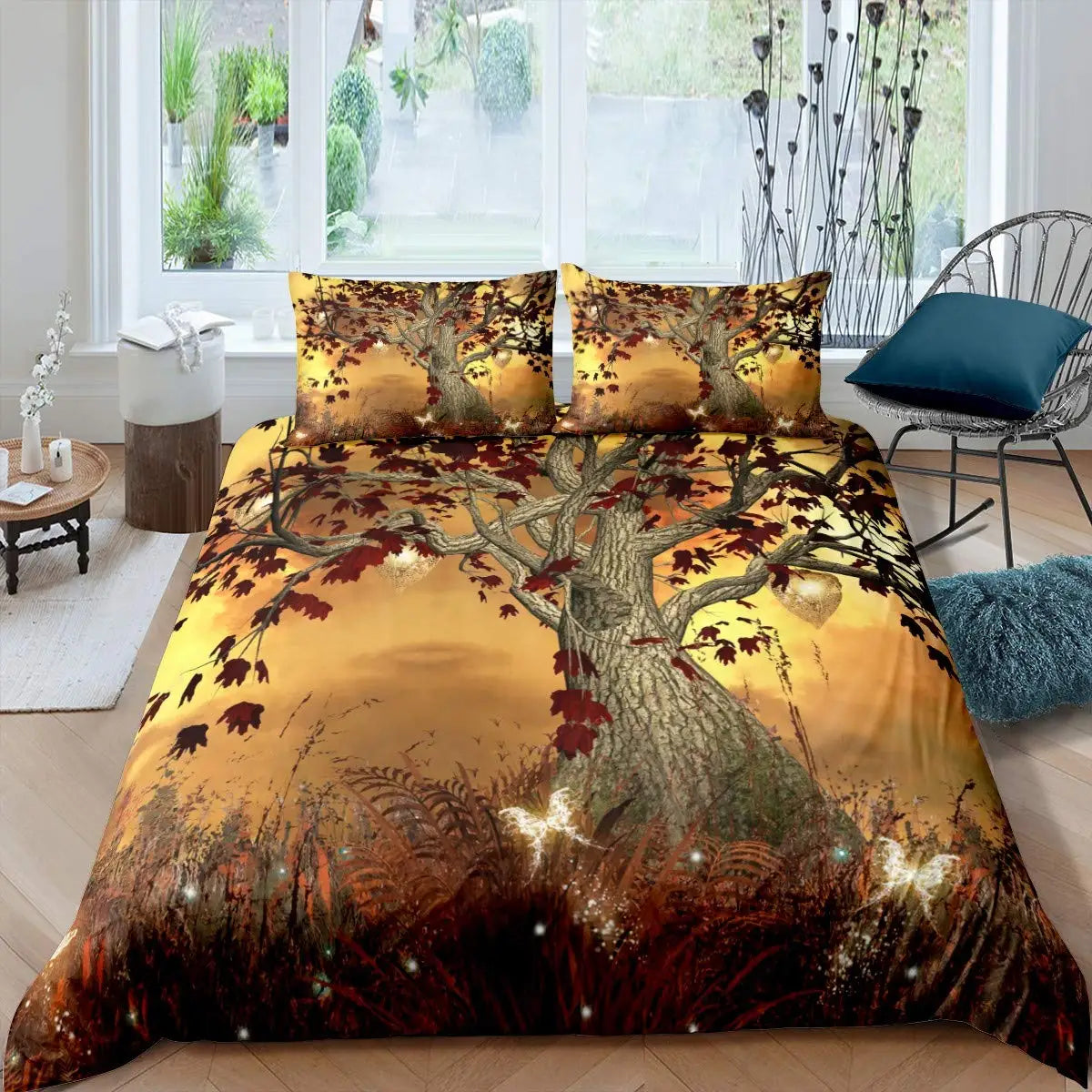 Sun and Moon Duvet Cover Black and White Bedding Soft Tree of Life All Galaxy Stars Mandala Tribal Quilt Cover Decor for Women