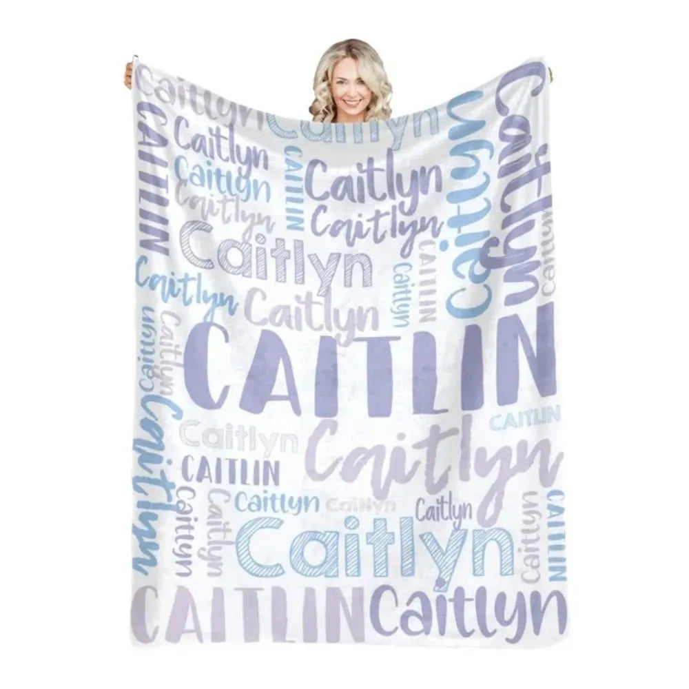 Personalized Name Flannel Throw Blankets For Girls Boys Birthday Gift