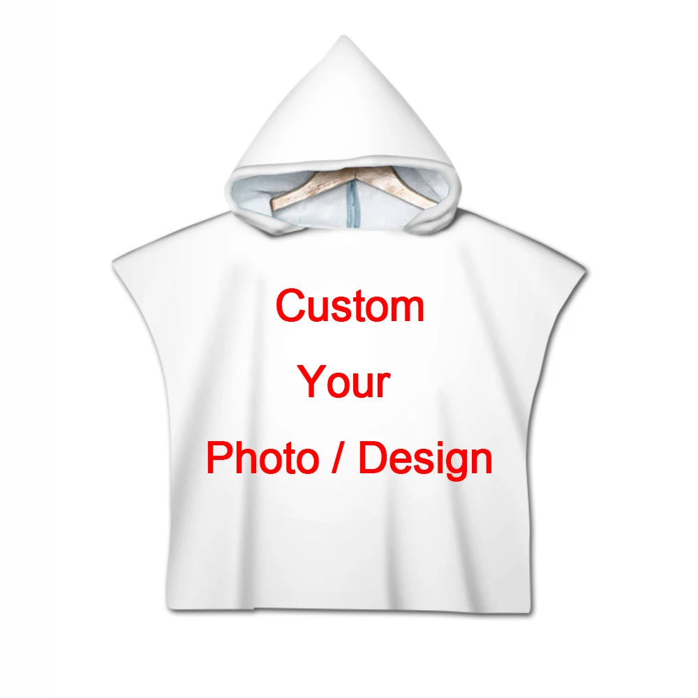 Customization Photo Beach Towels Bath Towels Quick Dry Hooded Cloak Adult Kids Poncho Parent-Child Bathrobe for Swimming Surf