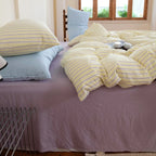 Ins Nordic Bedding Set Simple Style Striped Duvet Cover Set Soft Flat Sheet Single Twin Size Double Bed Sheet Set For Bedroom