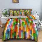 TOP Stripe Geometric Bedding Set Breathable Duvet Cover With Pillowcase Adults Queen King Size Quilt Cover Home Textiles