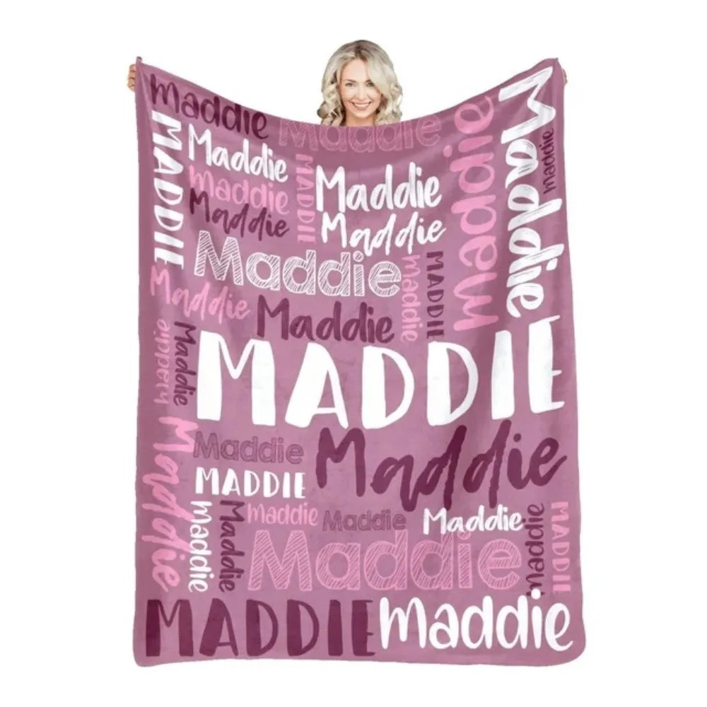 Personalized Name Flannel Throw Blankets For Girls Boys Birthday Gift