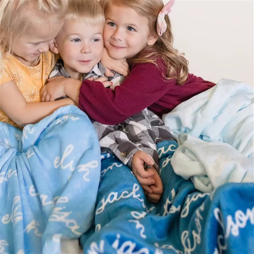 Personalized Blanket for Baby - 3 Sizes Custom Name Nursery Blanket for Newborn, Kids, Swaddle Gift