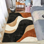 Minimalist Area Rug Abstract Geometric Print Soft Non-Slip Washable Carpet Retro Modern Wave Floor Mat for Living Room Entryway