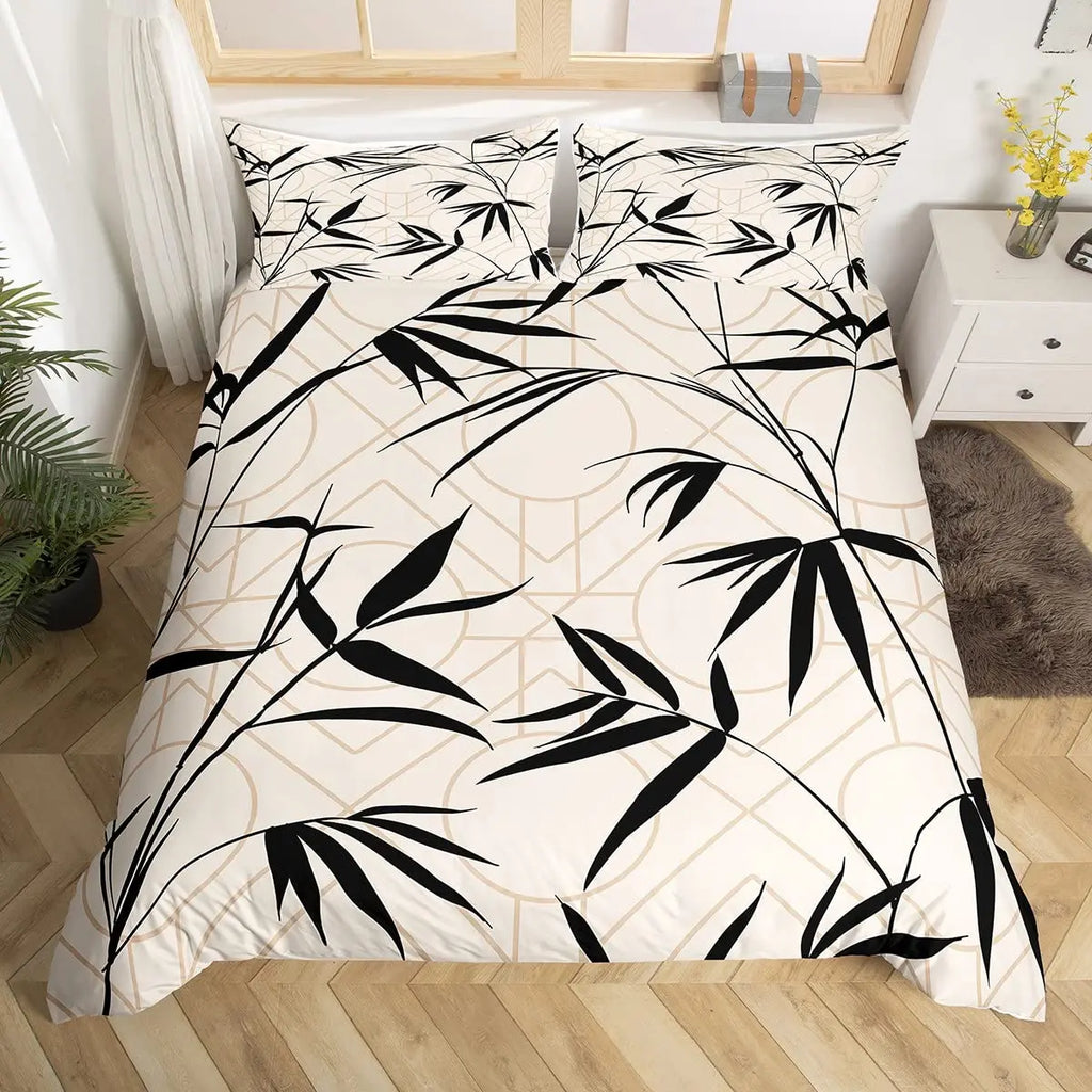 Ginkgo Leaf Duvet Cover Queen Natural Botanical Bedding Set Plants Rustic Farmhouse Comforter Cover Abstract Leaves Quilt Cover