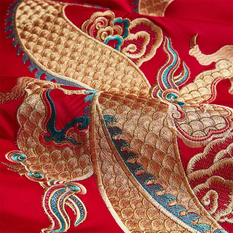 100/140CT Long-staple cotton Chinese-style wedding festive 4-pcs duvet cover set a witness to marriage and love, home decoration