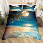 Beach Theme Duvet Cover Twin Queen Size Hawaiian Beach Ocean Bedding Set For Boys Girls Summer Holiday Vacation Comforter Cover