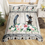 Rustic Farmhouse Bedding Set Western Horseshoe Duvet Cover For Boys Girls Teen Cowboys Cowgirls Quilt Cover With 2 Pillow Cases