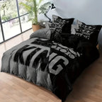 Grey and Black King Size Bed Pattern Down Duvet Cover Set, Soft and Comfortable Bedroom and Dormitory Decoration Bedding Set