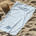 Personalized Towel Monogram Beach Towel Girls Trip Custom Beach Towel Striped Towel with Name Custom Text Towel Preppy Beach