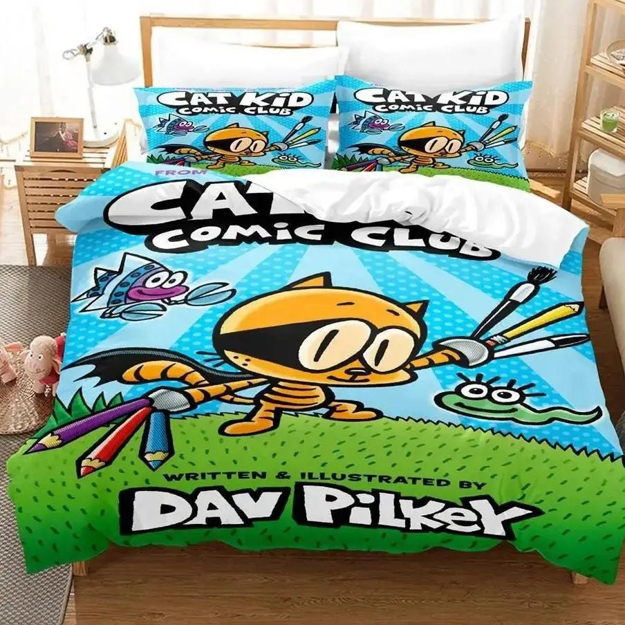 Cartoon D-Dog M-Man Bedding Set 3D Printed Duvet Cover Set Soft Single Twin Double Queen Size Birthday Gifts For Kids Room Decor