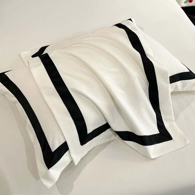 2025 Luxury Hotel Bedding Sets Thick Brushed Bed Sheets White Duvet Cover Set Pillowcase Four Piece Fully Enclosed for Home Gift