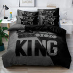 Grey and Black King Size Bed Pattern Down Duvet Cover Set, Soft and Comfortable Bedroom and Dormitory Decoration Bedding Set
