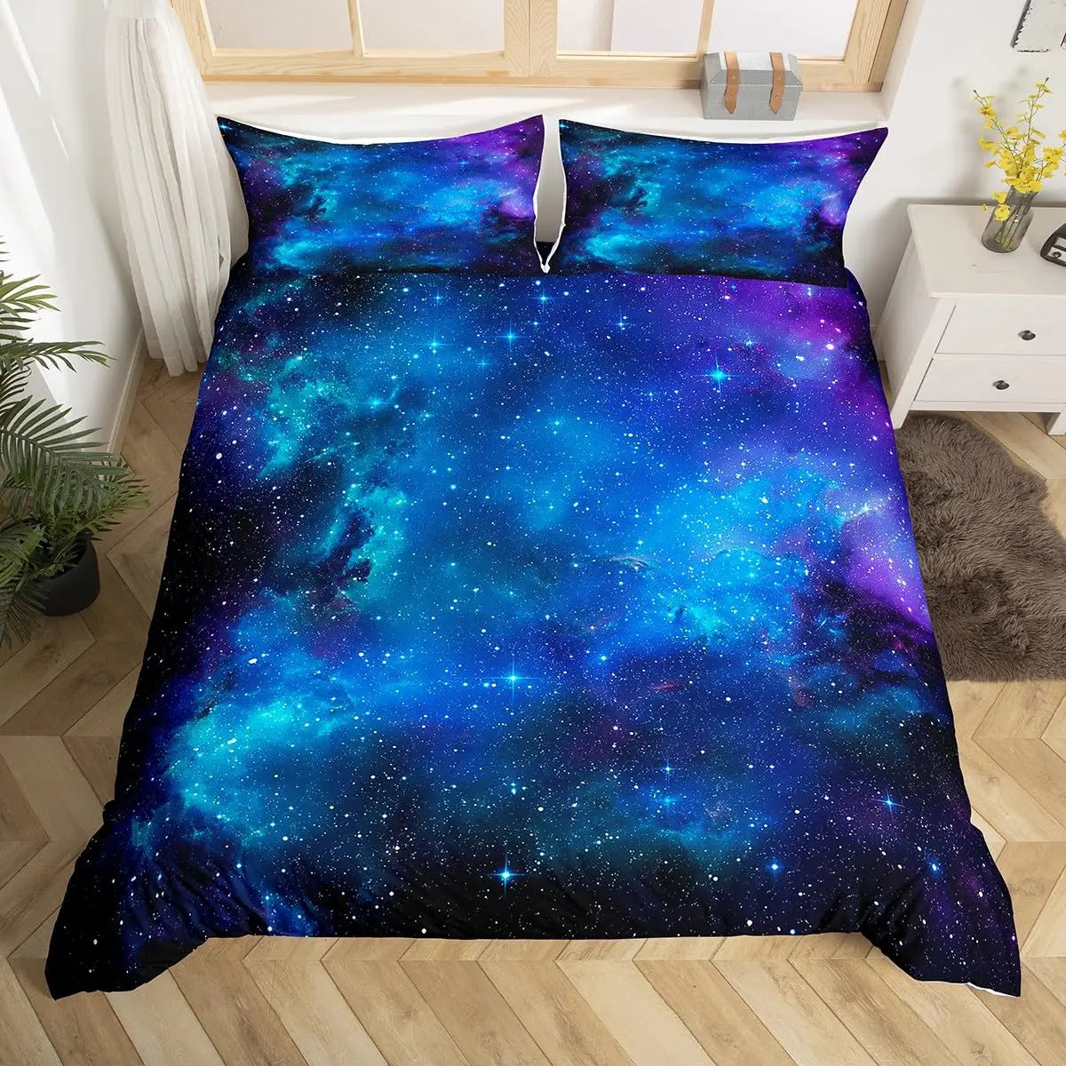 Galaxy Duvet Cover Starry Sky Bedding Set Twin Full Queen King Mysterious Outer Space Comforter Cover For Boys Girl Room Dorm