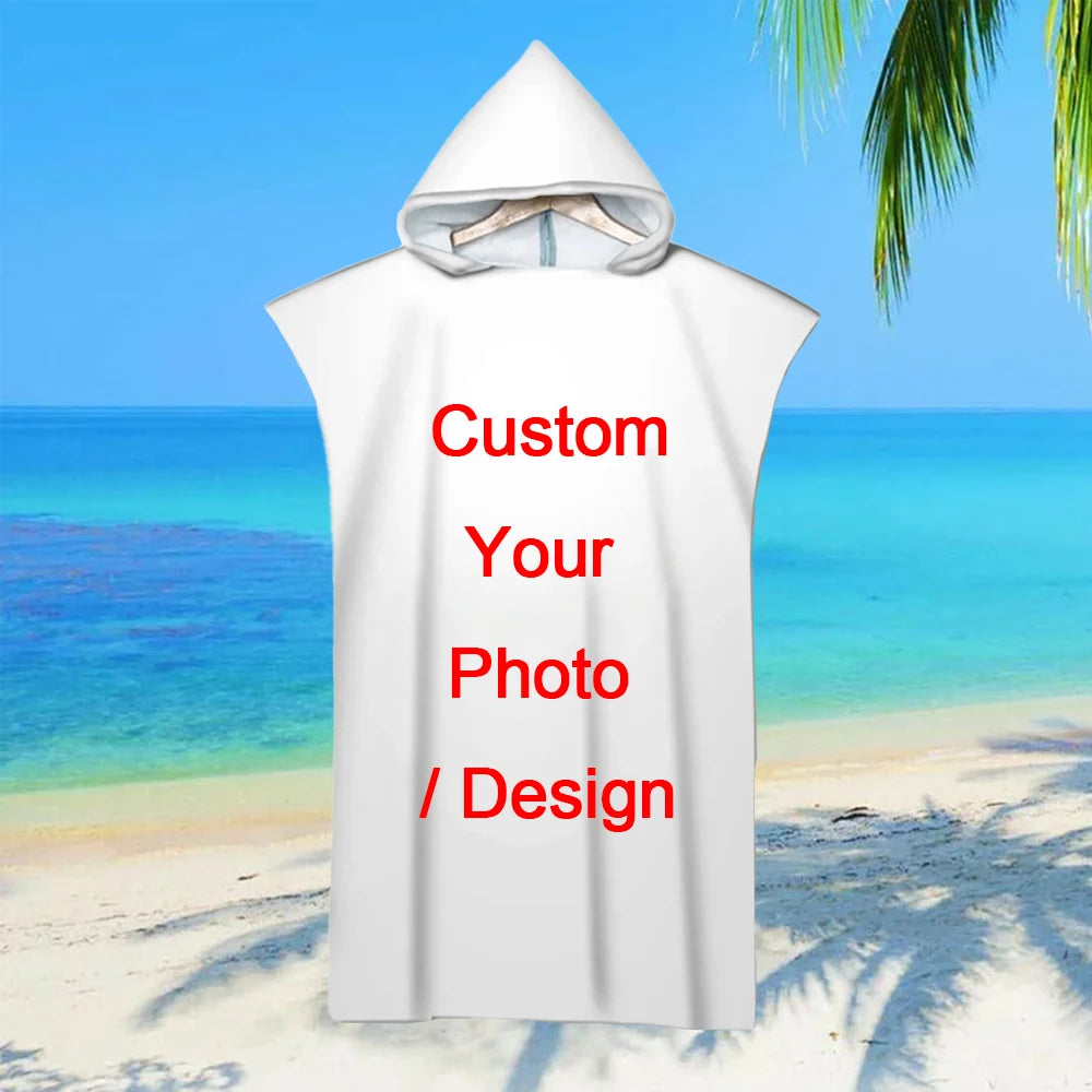 Custom Photo Hooded Beach Towel Poncho - LinQton Custom product photo