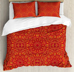 South Mandala Floral Duvet Cover Set,Vibrant Color Ornamental Illustration Bedding Set Bohemian Mandala Lotus Design Quilt Cover