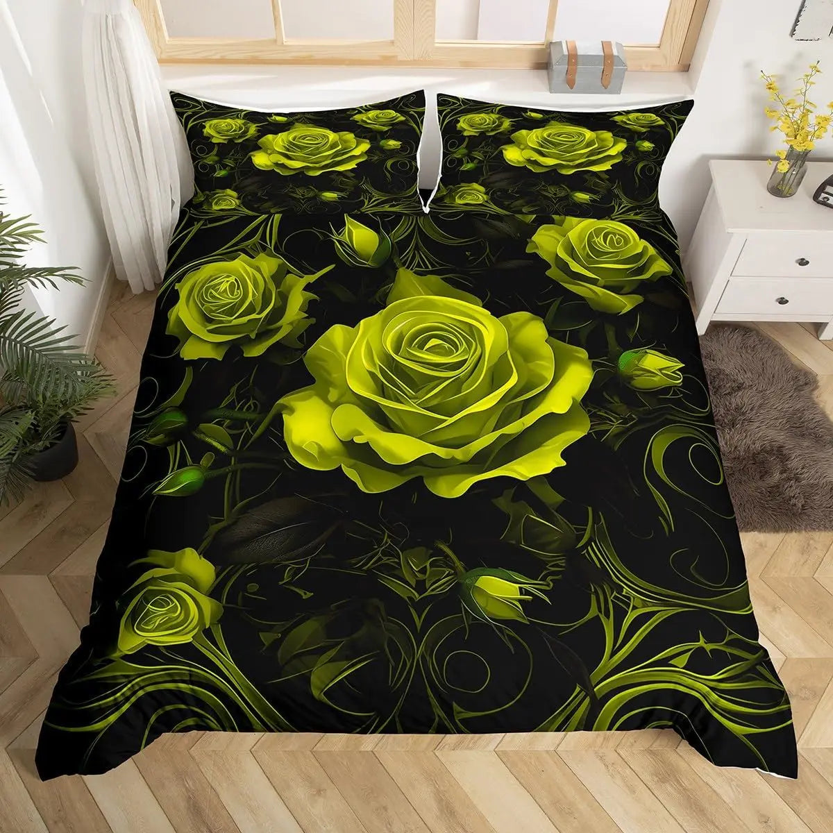 Red Roses Duvet Cover Twin Queen Happy Valentine's Day Bedding Set Romantic Flowers Comforter Cover Cute Love Heart Quilt Cover