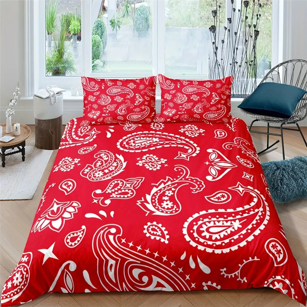 Black Paisley Mandala Boho Duvet Cover Set