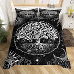 Sun and Moon Duvet Cover Black and White Bedding Soft Tree of Life All Galaxy Stars Mandala Tribal Quilt Cover Decor for Women
