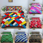 TOP Stripe Geometric Bedding Set Breathable Duvet Cover With Pillowcase Adults Queen King Size Quilt Cover Home Textiles