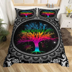 Sun and Moon Duvet Cover Black and White Bedding Soft Tree of Life All Galaxy Stars Mandala Tribal Quilt Cover Decor for Women