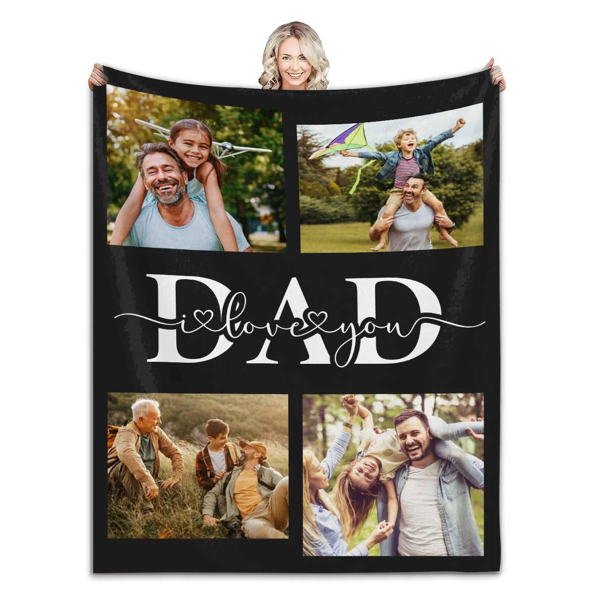 Personalized Photo Blanket for Dad - LinQton Custom product photo