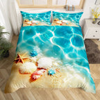 Beach Theme Duvet Cover Twin Queen Size Hawaiian Beach Ocean Bedding Set For Boys Girls Summer Holiday Vacation Comforter Cover