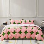 Geometric Circles Duvet Cover Red and Black Quilt Set Suitable for Children Kids Boys Girls Teenagers Abstract Art Bedding Set