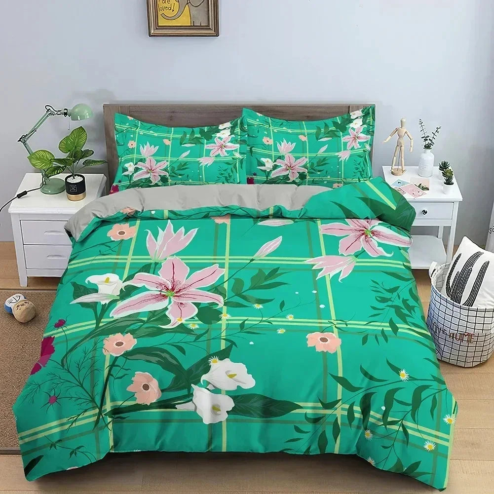 TOP Stripe Geometric Bedding Set Breathable Duvet Cover With Pillowcase Adults Queen King Size Quilt Cover Home Textiles