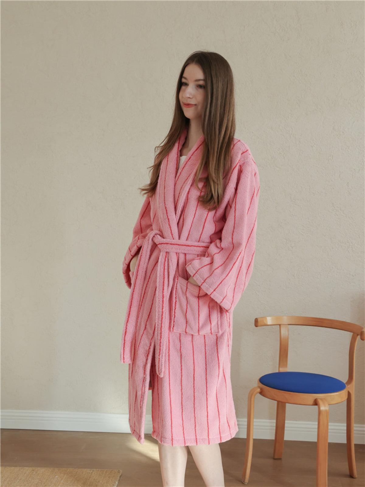New Classic Vintage Striped Bathrobes Cotton Adult Couple Striped Robes