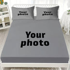 Polyester Sheet Set Personalized Your Photo Fitted Sheet + Flat Sheet + 1/2 Pillowcase Create Your Own Sheet Set Custom 3/4pcs Set