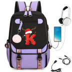 School Students Campus Bag Schoolbag Backpack With A-Z 26 Letters Lightweight Travel Christmas Gifts