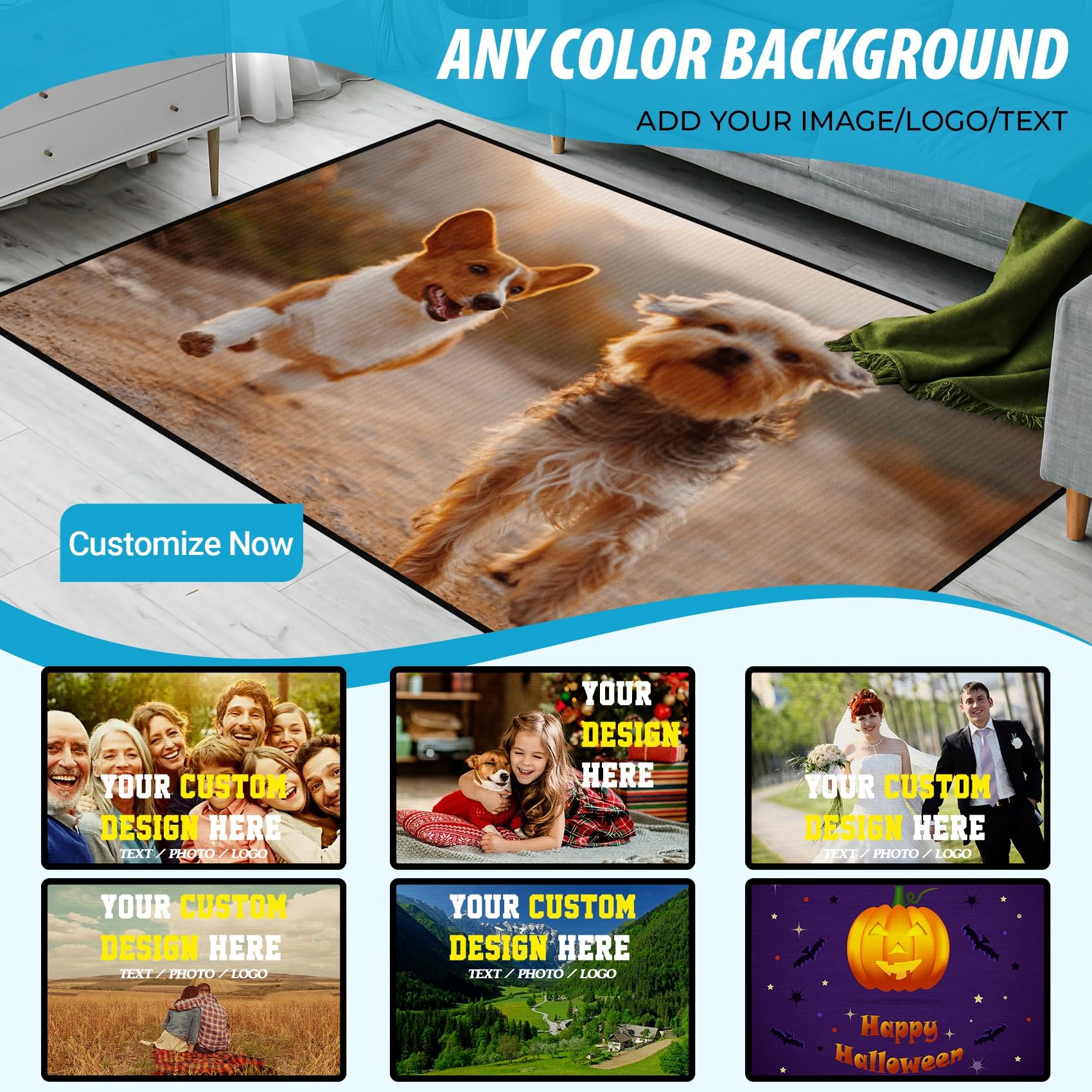 Custom Photo Carpet Logo Photo Rug Customizable Soft Washable Anti-Slip Home Living Room Sofa Mats Dropshipping Personalized Rug