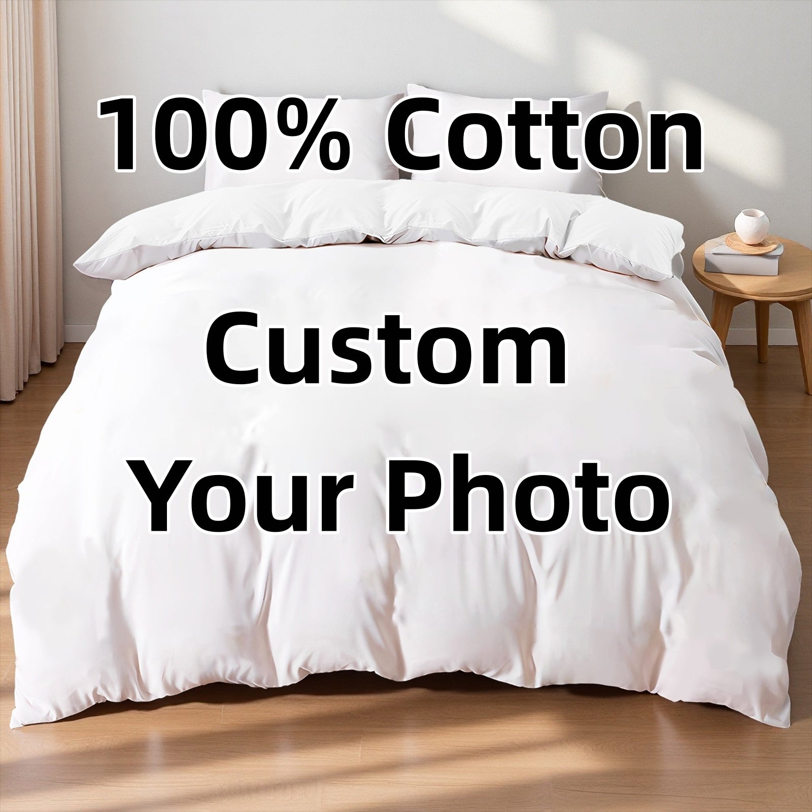 100% Cotton Bedding Set Personalized Your Photo Duvet Cover + Pillowcase Create Your Own Bedding Custom Bedding 2/3pcs Set No Sheet